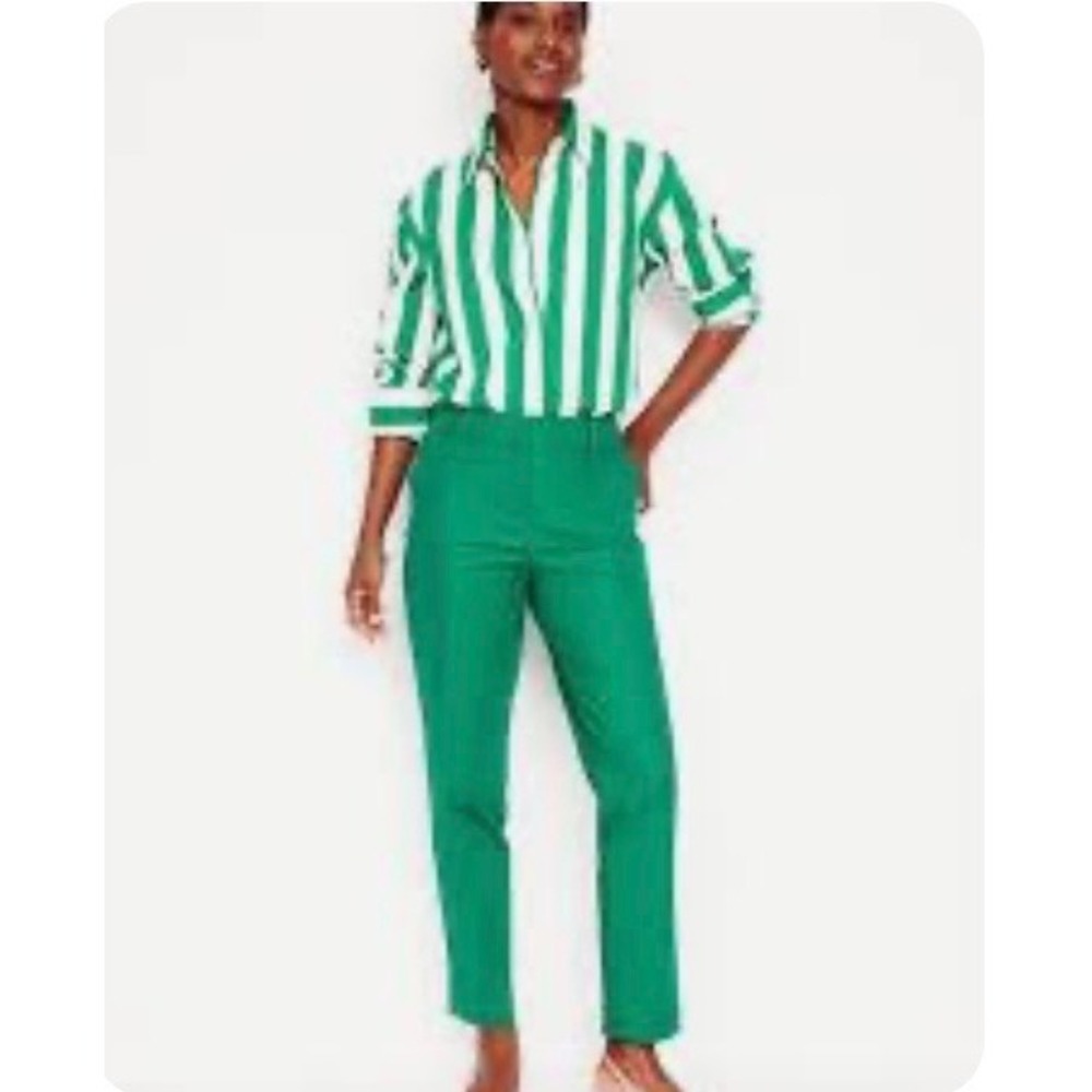 Boden Richmond 7/8 Pants Green Stretch Cotton Straight Leg Trousers Size 10R NEW